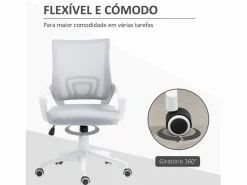 Homcom Silla de oficina Waco basculante con reposabrazos + ruedas 89-109x57x55 cm Gris Sale