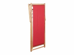 Silla de playa plegable de tela y estructura de madera roja ES78892^ Sale