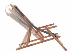 Silla de playa plegable de tela y estructura de madera ES48895 Gris Sale