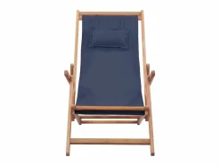 Silla de playa plegable de tela y estructura de madera ES92977 Azul Clearance