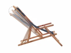 Silla de playa plegable de tela y estructura de madera ES92977 Azul Clearance