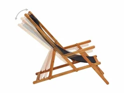 Silla de playa plegable madera maciza de eucalipto y tela negra ES65781^ Sale