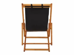 Silla de playa plegable madera maciza de eucalipto y tela negra ES65781^ Sale