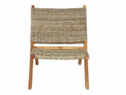 Clicnbuy Silla de ratán kubu natural y madera maciza de caoba Marru00f3n