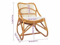 vidaxl Silla de ratán lino marrón claro Blanco Discount
