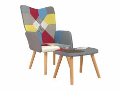 Clicnbuy Silla de relajación con reposapiés tela patchwork Multicolor Discount