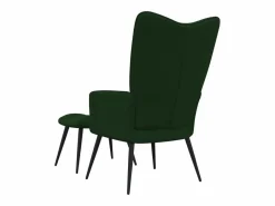Clicnbuy Sillón|Silla de relajación con taburete terciopelo oscuro