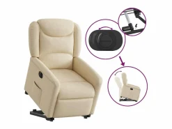 Silla de relax | Sillón eléctrico reclinable elevable de tela color SHL2366 Crema Outlet