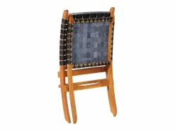 Silla de relax plegable cuero auténtico^vidaxl
