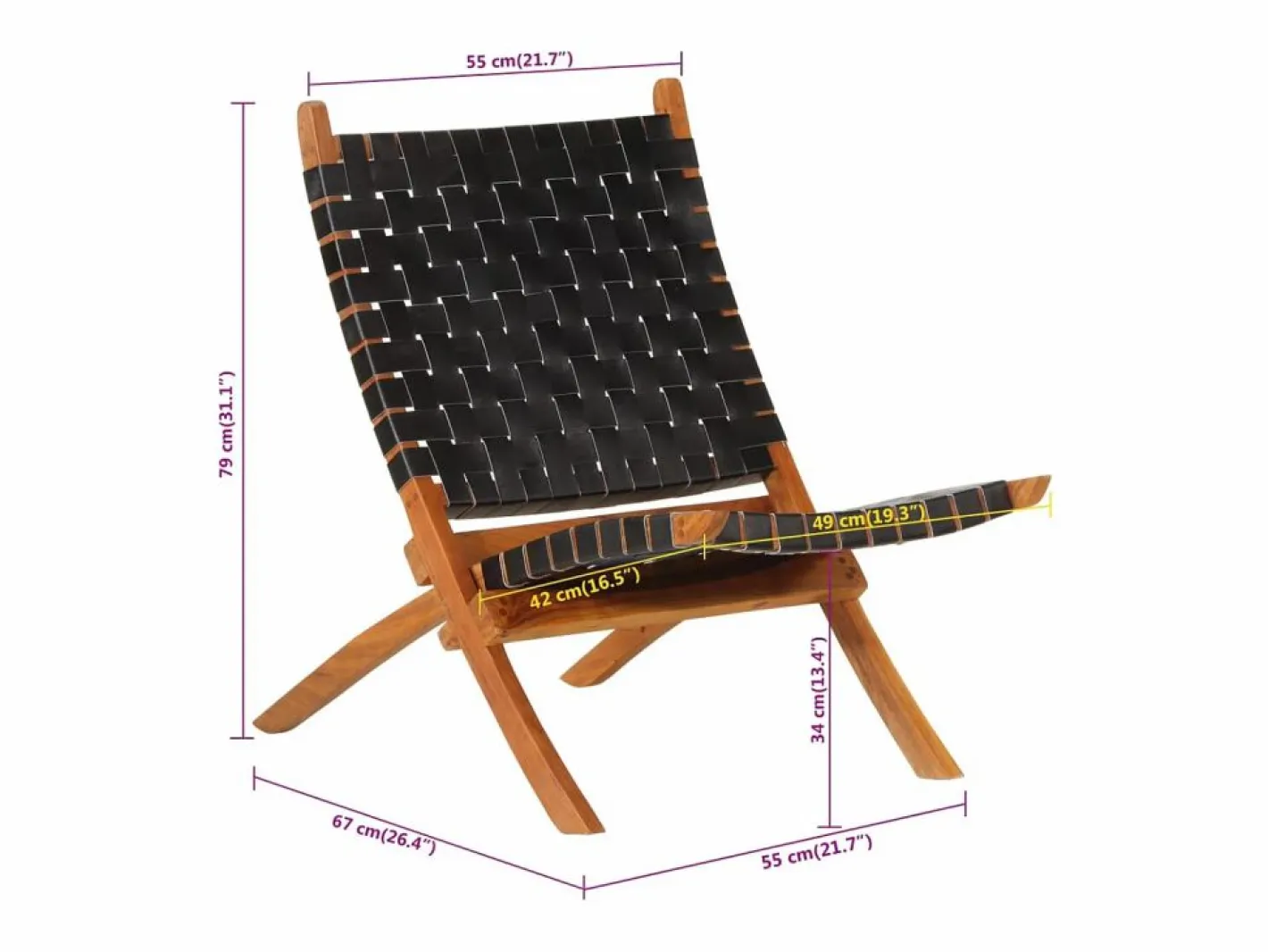Silla de relax plegable cuero auténtico^vidaxl