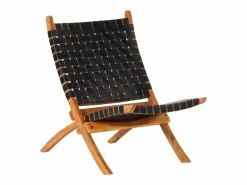 Silla de relax plegable cuero auténtico^vidaxl