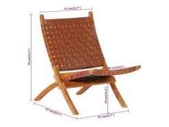 vidaxl Silla de relax plegable cuero auténtico marrón Marru00f3n Best