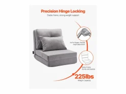 Silla de Suelo SucceBuy Silla de Suelo Convertible con 5 Posiciones Ajustables, Sofá Cama Tapizado con Respaldo Ajustable, Estructura de Metal y Cojín^ Sale