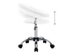 Taburete De Oficina|Silla de trabajo con ruedas de piel sintética blanca