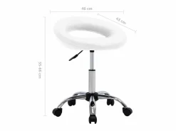 Taburete De Oficina|Silla de trabajo con ruedas de piel sintética blanca