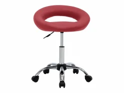 vidaxl Silla de trabajo con ruedas cuero sintético rojo tinto Granate Discount