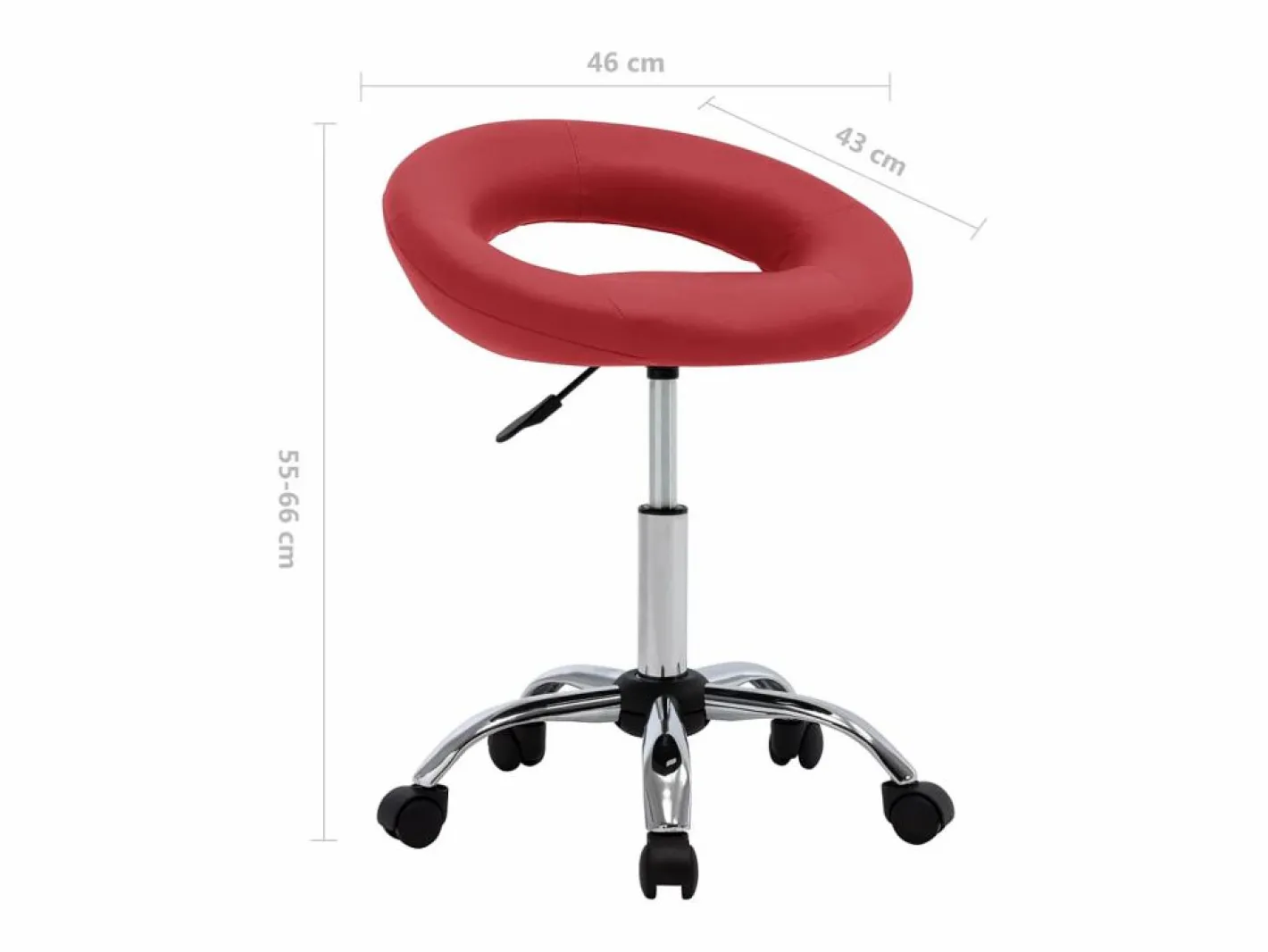 vidaxl Silla de trabajo con ruedas cuero sintético rojo tinto Granate Discount