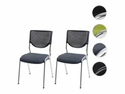 MCW Silla Conferencia|Silla de visita H401 Apilable (juego de 2), asiento gris oscuro, patas cromadas