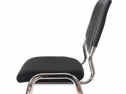 Silla de visita H401 Apilable (juego de 2), asiento negro, patas cromadas^MCW Outlet