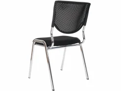 Silla de visita H401 Apilable (juego de 2), asiento negro, patas cromadas^MCW Outlet