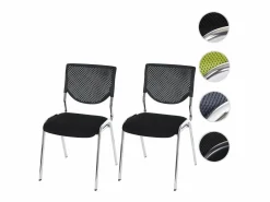 Silla de visita H401 Apilable (juego de 2), asiento negro, patas cromadas^MCW Outlet