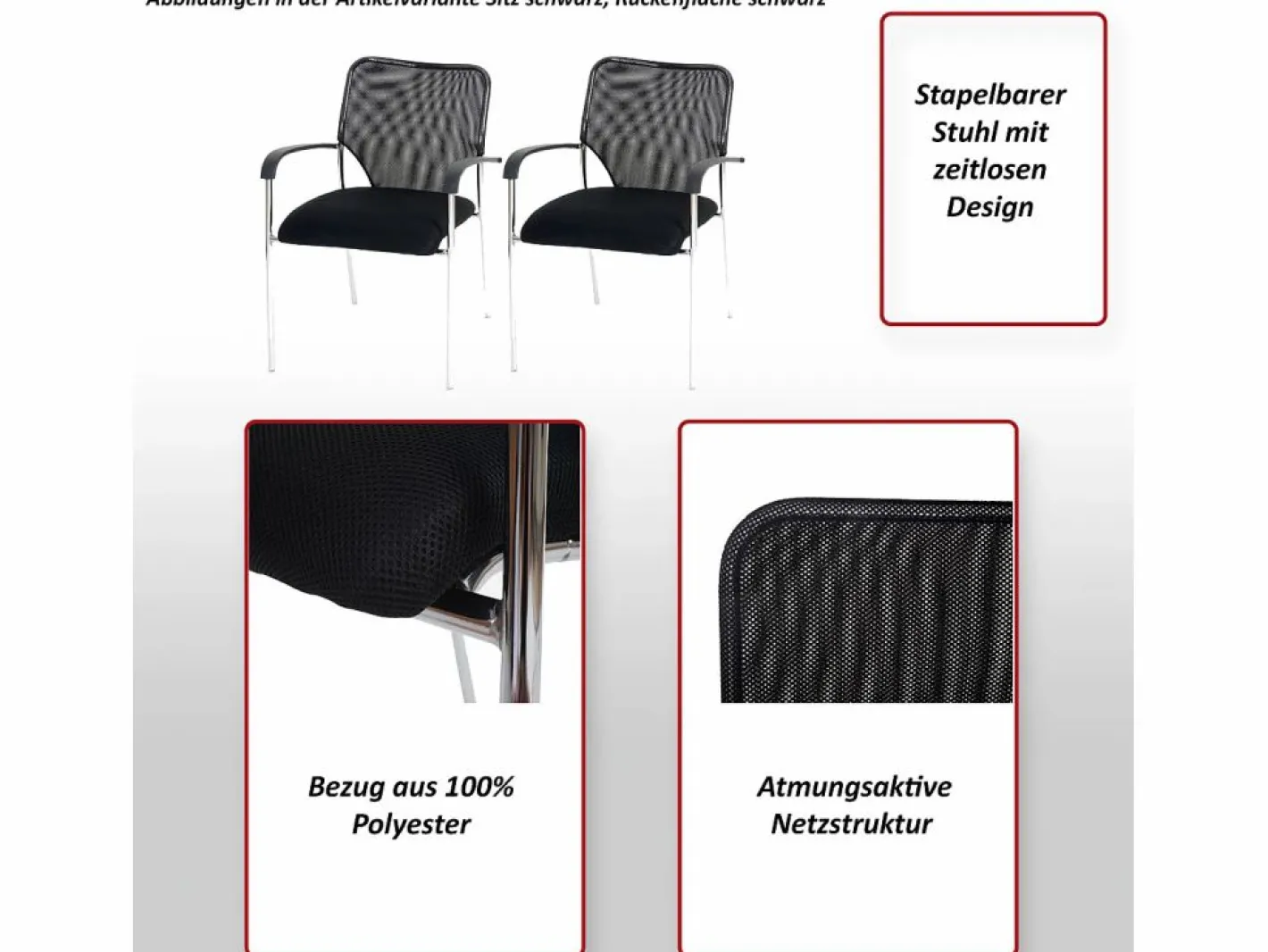 MCW Silla de visita Tucson (juego de 2), asiento , respaldo Negro Online