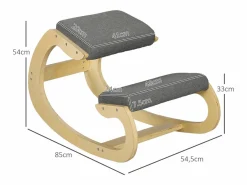 Silla ergonómica de rodillas con función de inclinación, madera, (54,5x85x54 cm)^ Clearance