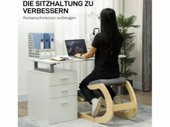 Silla ergonómica de rodillas con función de inclinación, madera, (54,5x85x54 cm)^ Clearance
