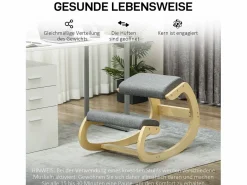 Silla ergonómica de rodillas con función de inclinación, madera, (54,5x85x54 cm)^ Clearance