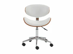 Silla escritorio MONTENEGRO Piel sintética Blanco y nogal^Vente-unique Best