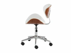 Silla escritorio MONTENEGRO Piel sintética Blanco y nogal^Vente-unique Best