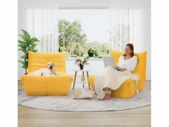 Silla extraze en tela de oruga amarilla - asiento profundo de 62 cm - 80x85x84cm^DripeX Best
