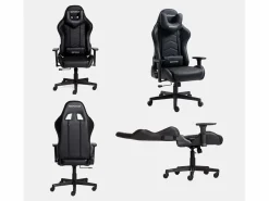 MAXPODIUM Silla Gaming|Silla gamer ergonómica, ajustable en altura, soporta 150 kg – Tactical, Negra