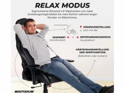 MAXPODIUM Silla Gaming|Silla gamer ergonómica, ajustable en altura, soporta 150 kg – Tactical, Negra