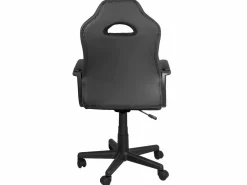 Silla gamer junior, altura ajustable, asiento de cuero sintético bicolor, giratoria 360°, reposabrazos acolchados, ruedas WAN (negro blanco)^Kayelles New