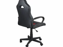 Kayelles Silla Gaming|Silla gamer junior, altura ajustable, asiento de cuero sintético bicolor, giratoria 360°, reposabrazos acolchados, ruedas WAN (negro rojo)