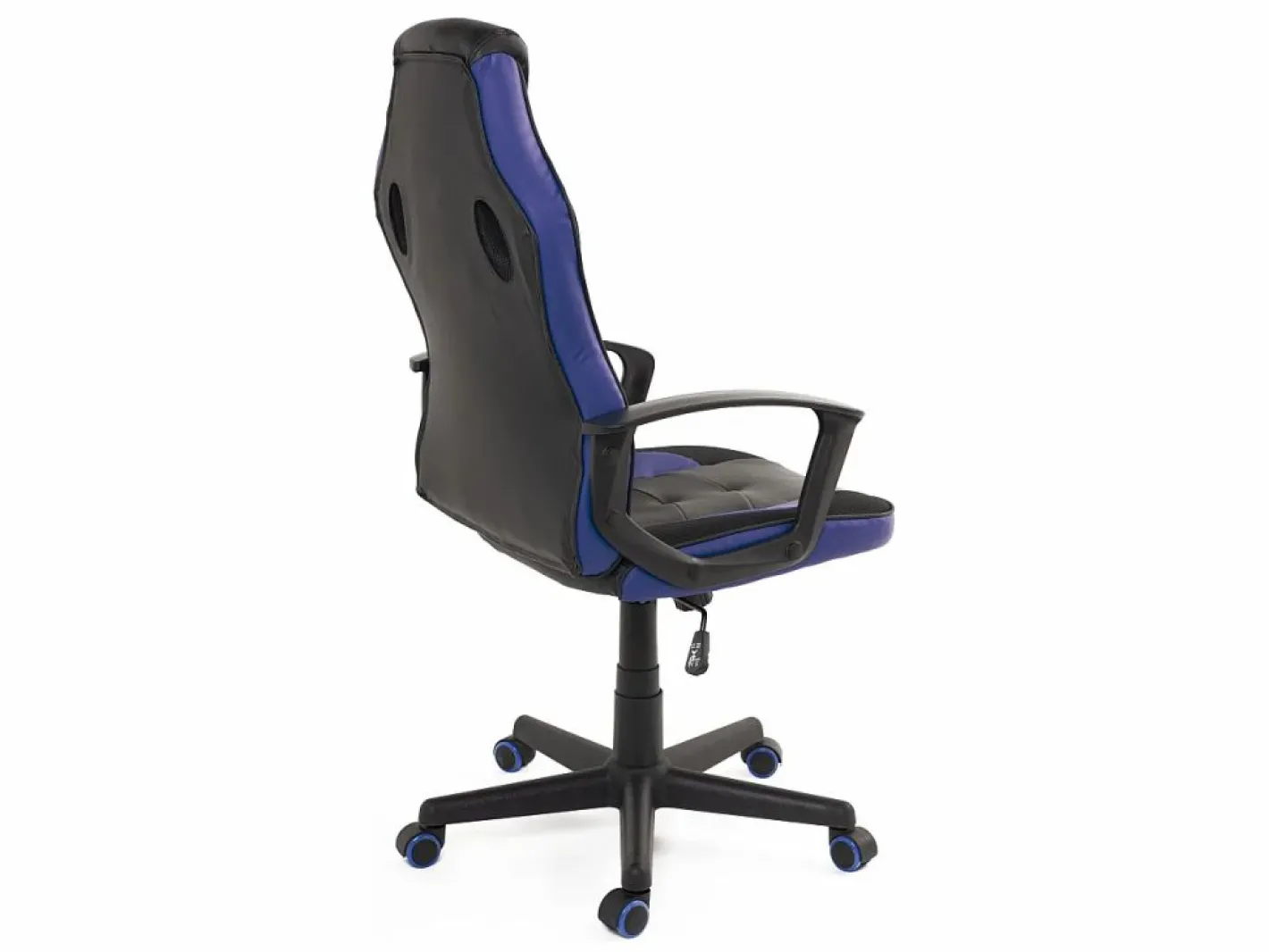 Kayelles Silla gamer junior, asiento de cuero sintético reclinable, doble acolchado, reposacabezas, altura ajustable, giratorio, ruedas suaves SENA (negro azul) Negro / Azul Hot