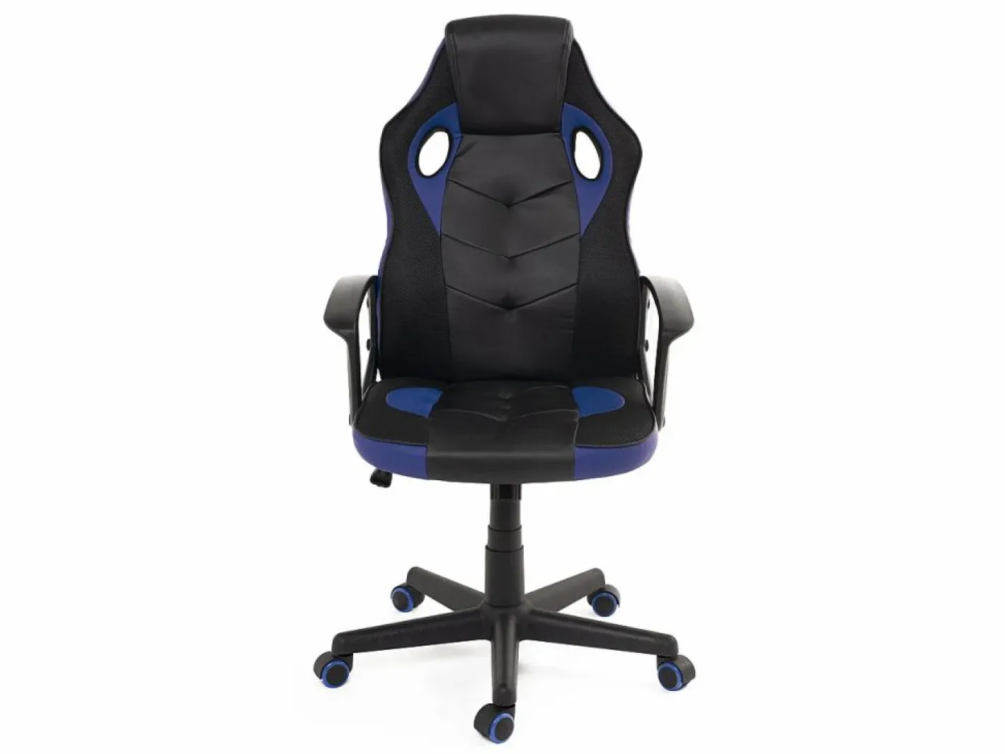 Kayelles Silla gamer junior, asiento de cuero sintético reclinable, doble acolchado, reposacabezas, altura ajustable, giratorio, ruedas suaves SENA (negro azul) Negro / Azul Hot