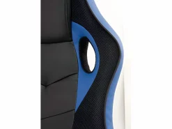 Kayelles Silla gamer junior, asiento de cuero sintético reclinable, doble acolchado, reposacabezas, altura ajustable, giratorio, ruedas suaves SENA (negro azul) Negro / Azul Hot