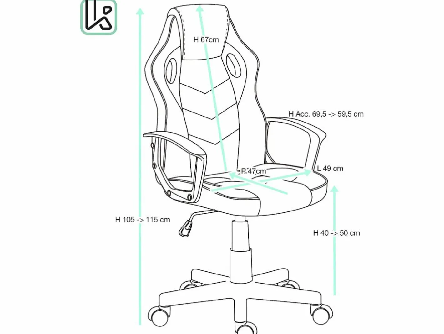 Kayelles Silla gamer junior, asiento de cuero sintético reclinable, doble acolchado, reposacabezas, altura ajustable, giratorio, ruedas suaves SENA (negro azul) Negro / Azul Hot