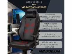 MAXPODIUM Silla Gaming|Silla gamer premium con función de masaje, soporta 170 kg – Heavy SMI, Negra