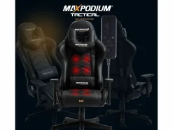 Silla gamer premium con sistema de masaje, soporta 150 kg – Tactical SMI, Negra^MAXPODIUM Sale