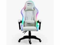 Silla Gaming|Silla gaming blanca ergonómica reclinable LED sillón con cojín Pixy