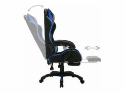 Clicnbuy Silla gaming con luces LED RGB cuero sintético azul y negro Multicolor Hot