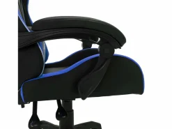 Clicnbuy Silla gaming con luces LED RGB cuero sintético azul y negro Multicolor Hot