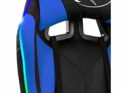 Clicnbuy Silla gaming con luces LED RGB cuero sintético azul y negro Multicolor Hot