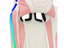 Clicnbuy Silla Gaming|Silla gaming con luces LED RGB cuero sintético rosa y negro