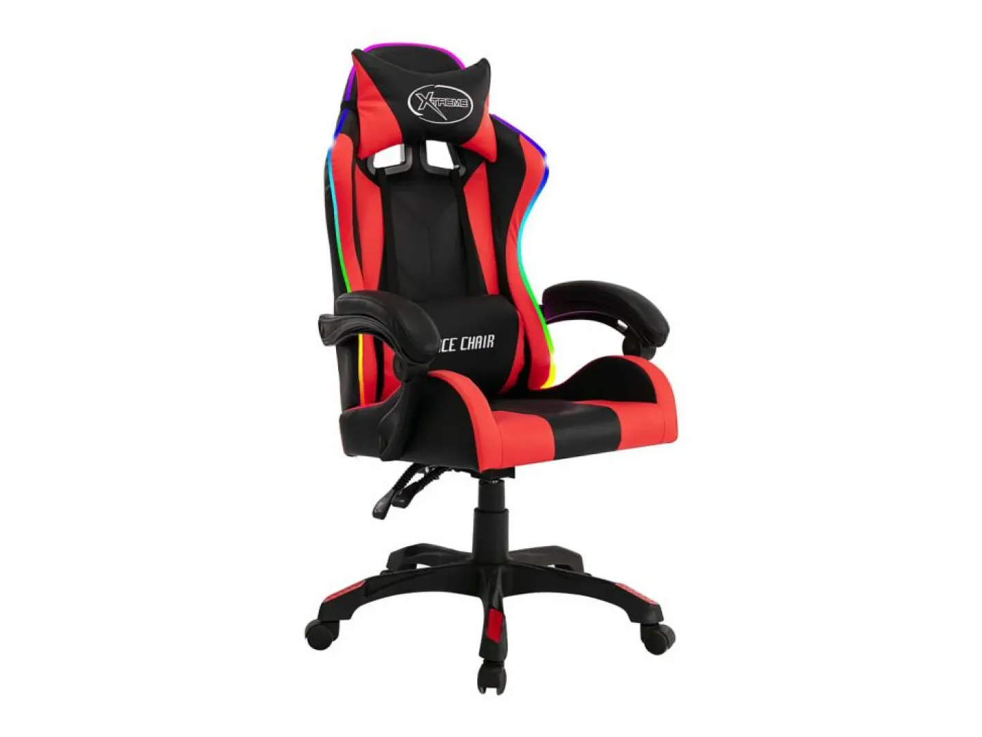 Silla gaming con luces LED RGB cuero sintético rojo y negro^Clicnbuy Clearance
