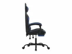 Silla gaming con reposapiés cuero sintético azul^Clicnbuy Discount