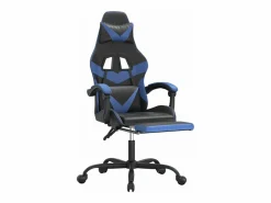 Silla gaming con reposapiés cuero sintético azul^Clicnbuy Discount